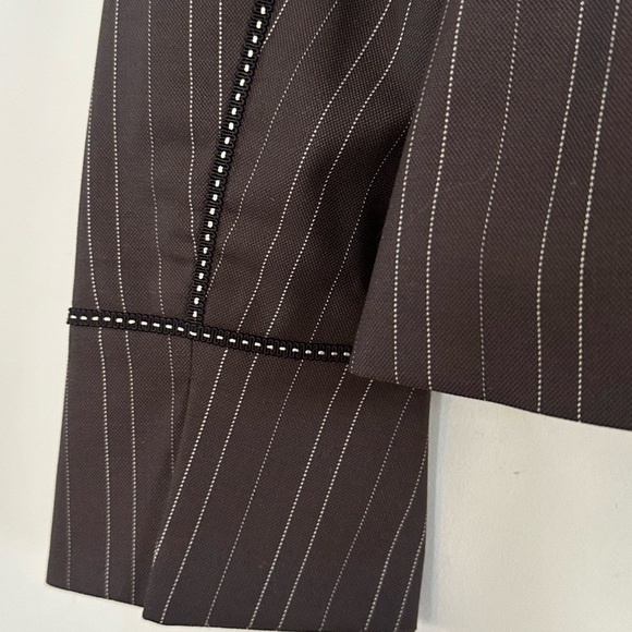 Escada Pinstripe Silk Wool Blazer S Tailored Minimalist Business Quiet Luxury - Picture 3 of 11